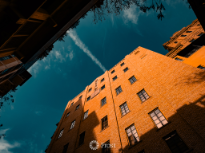 Dutch Shot Of Redbrick Building