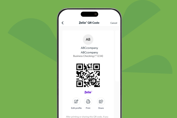 Image of smart phone with zelle tag