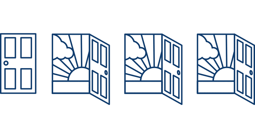 Icons of closed door and open doors