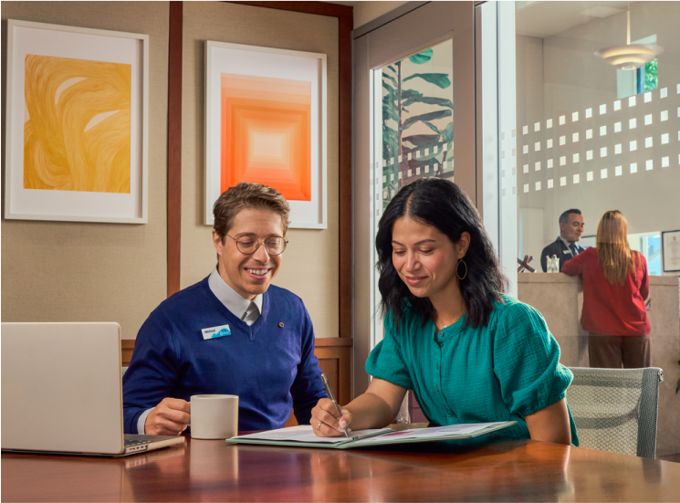 Image of two people meeting