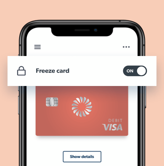 Image of freezing card on mobile app