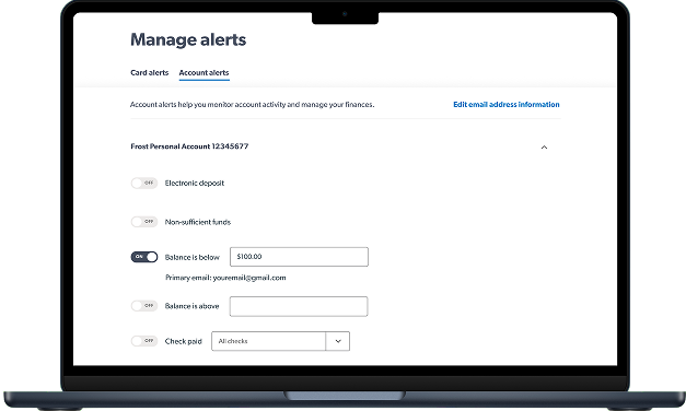 Image of manage alerts on a laptop