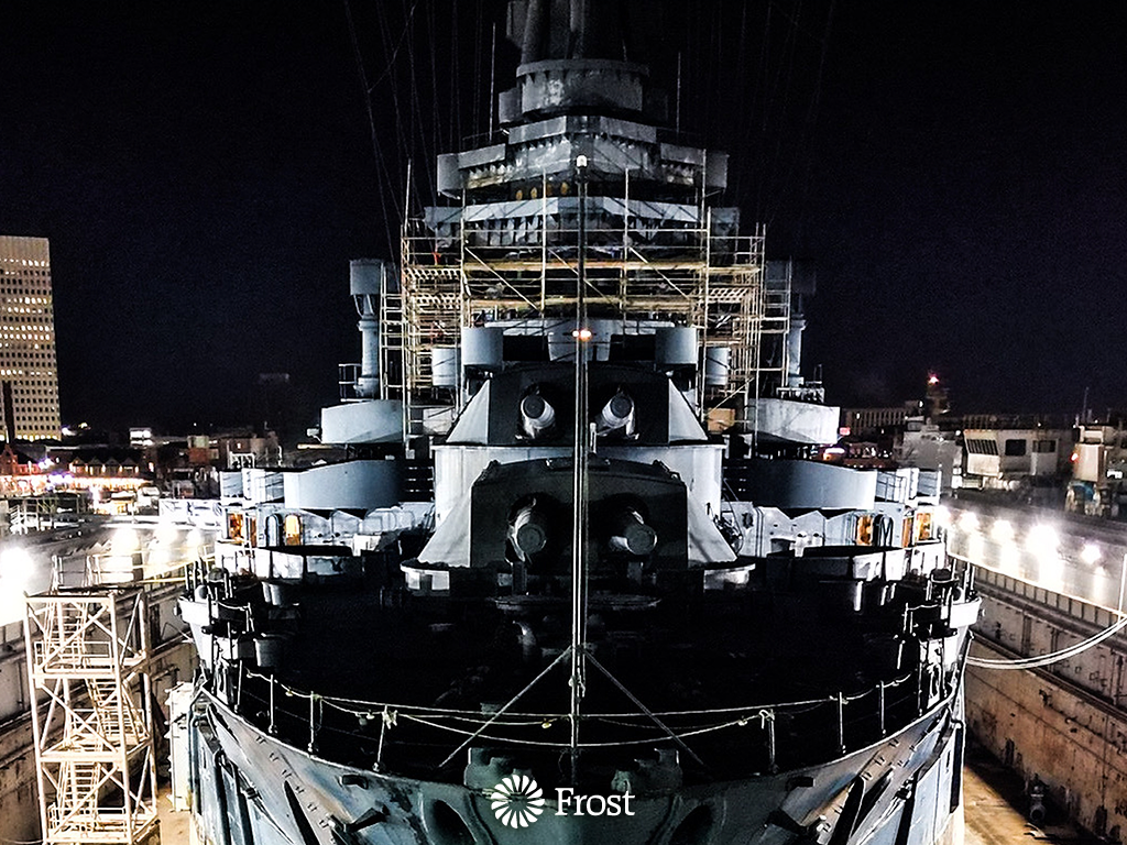 The Battleship Texas in Drydock